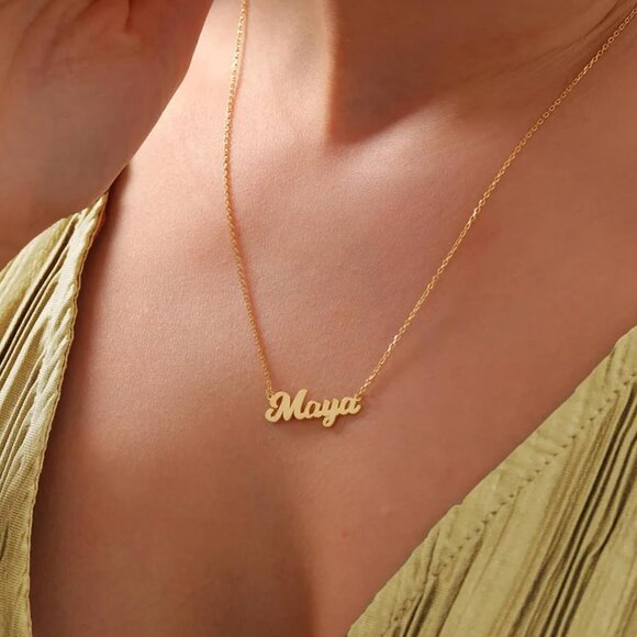 Name Necklace Personalized, 18K Gold Plated Silver-plated Customized Nameplate N - Picture 4 of 6